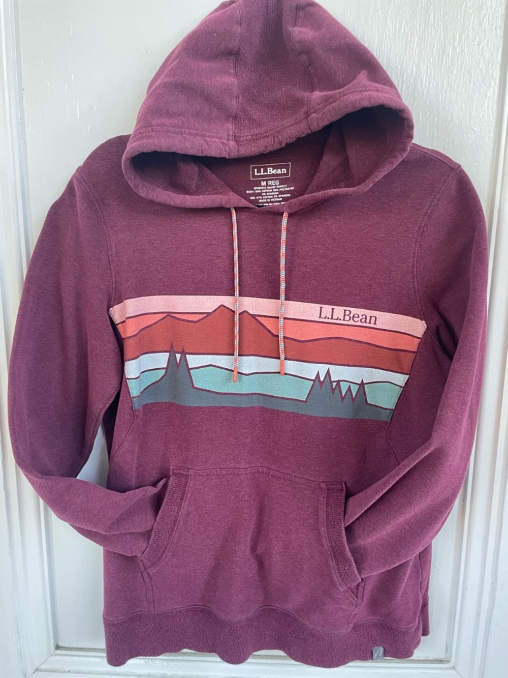 L.L.Bean Burgundy Hoodie with Contrast Drawstrings